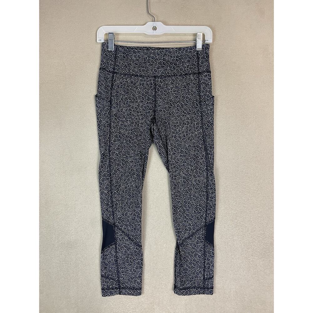 Lululemon Pants Womens 4 Black Floral Crop Stretch Skinny Athletic Fit Leggings